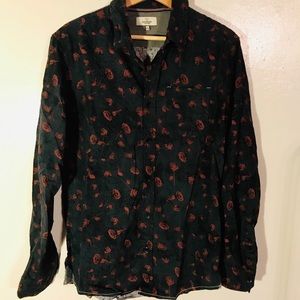 Burnside, Long Sleeve Rose Pattern Button Up